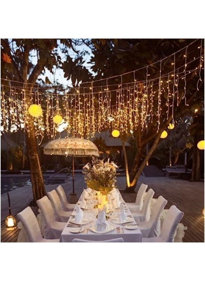 GGEROU 6.4ft 256 LEDs Solar Icicle String Lights 8 Modes Waterproof Icicle Outdoor Curtain Fairy Lights  - Image 2