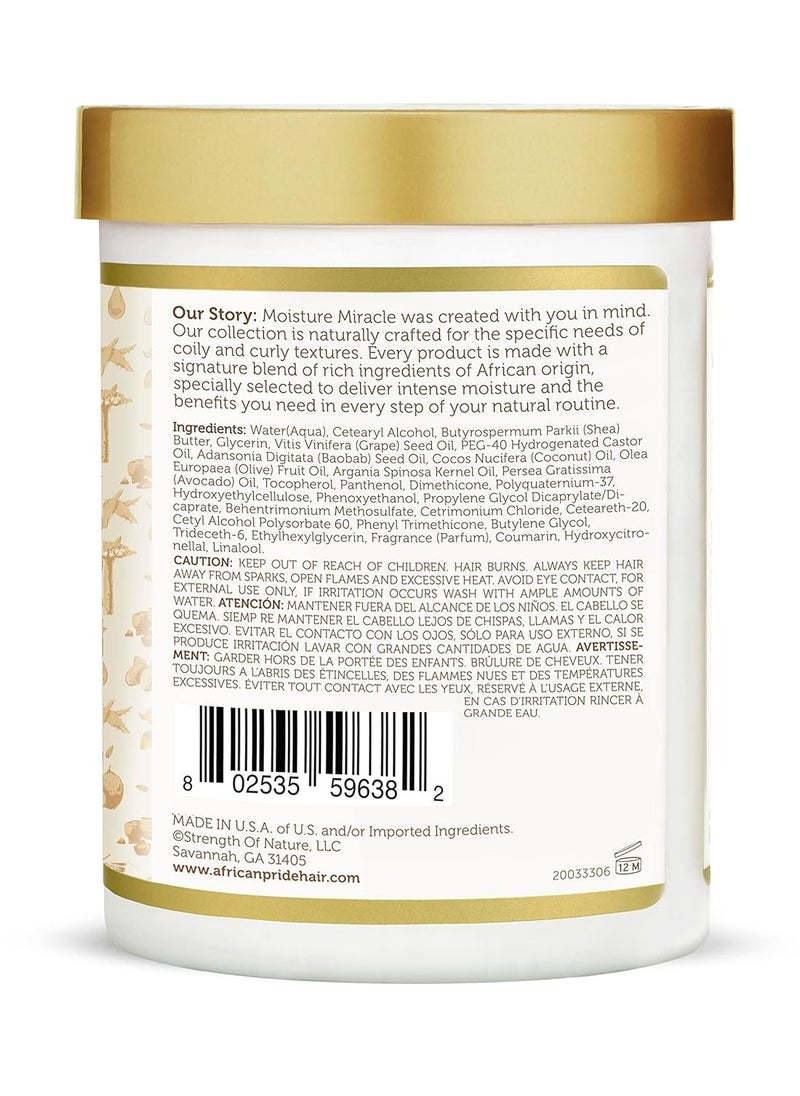African Pride African Pride Moisture Miracle Coconut Oil & Baobab Oil Leave-In Hair Cream - Provides Intense Moisture & Helps Repair Natural Coils & Curls, Hydrates & Strengthens, 18 oz  - Image 2