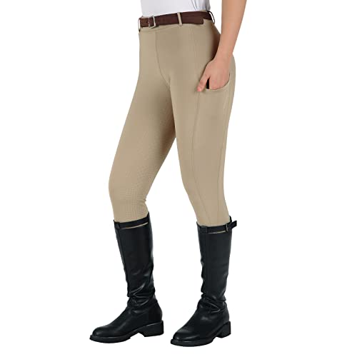 Turnhier Women Winter Riding Equestrian Pants Fleece Lined Equestrian Breeches Horseback Silicone Pockets (Khaki-S) - Image 4
