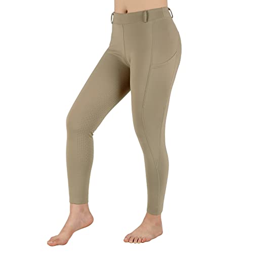 Turnhier Women Winter Riding Equestrian Pants Fleece Lined Equestrian Breeches Horseback Silicone Pockets (Khaki-S) - Image 3