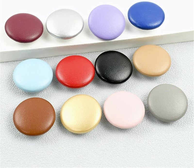 أزرار مغطاة بالجلد 200 قطعة 25 مم أزرار خياطة مستديرة للقمصان والحرف اليدوية - Image 4