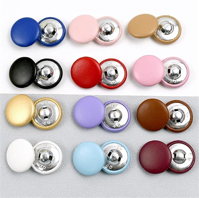 أزرار مغطاة بالجلد 200 قطعة 25 مم أزرار خياطة مستديرة للقمصان والحرف اليدوية - Image 3