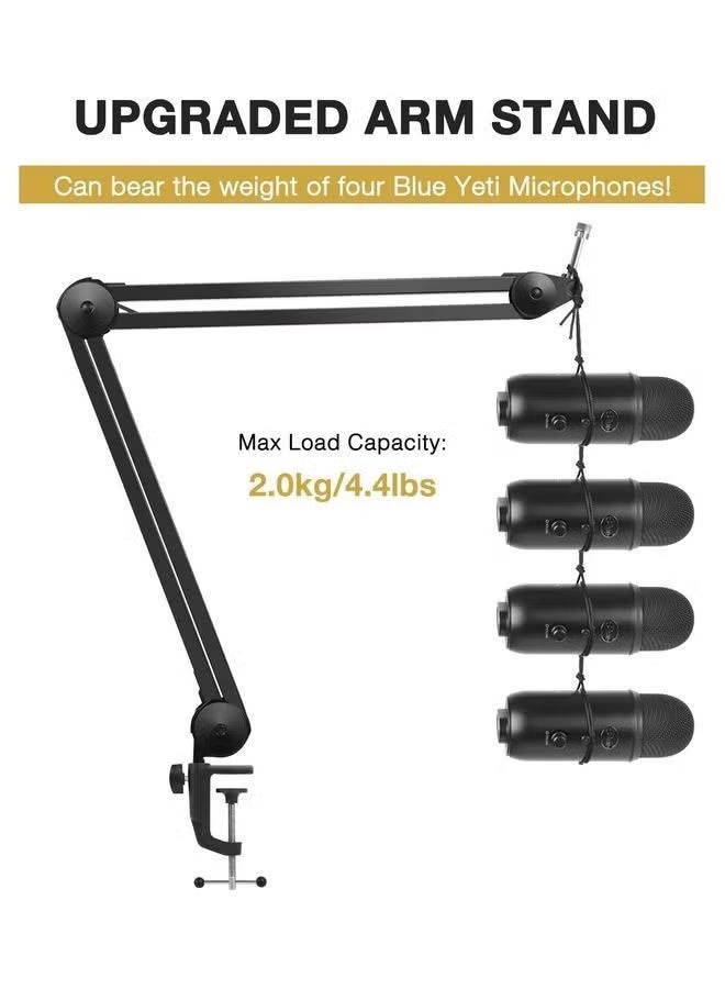 WALALLA Microphone Arm Stand, Heavy Duty Mic Arm Microphone Stand Suspension Scissor Boom Stands with Mic Clip and Cable Ties for Blue Yeti Snowball Hyper X - Image 5