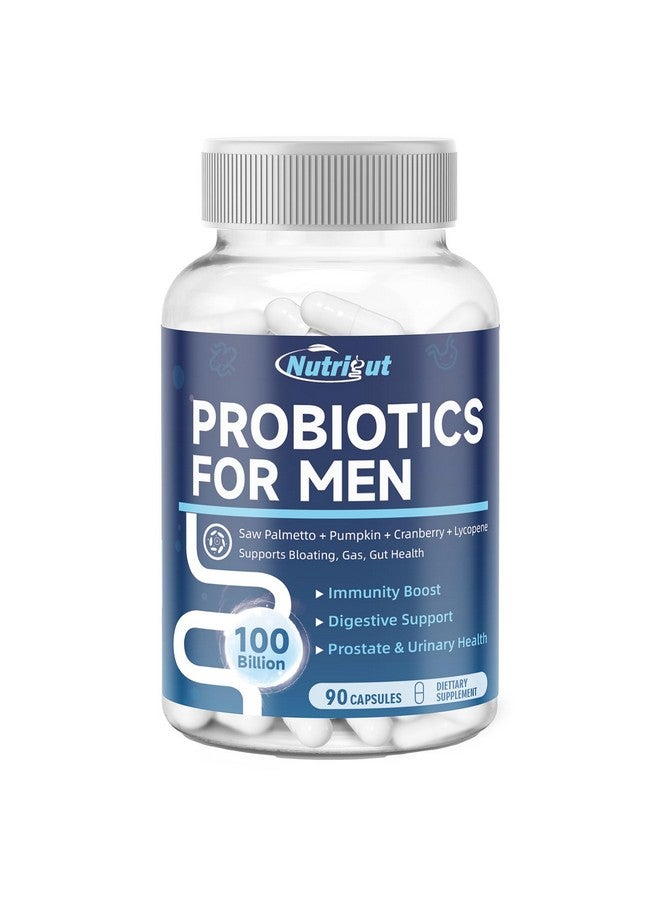 Probiotics for Men, 100 Billion CFUs with Prebiotics, Saw Palmetto Berry, Pumpkin Seed, Cranberry & Lycopene for Prostate Urinary Health, Mens Probiotic for Digestive & Immune Health 90 Capsules - Image 1