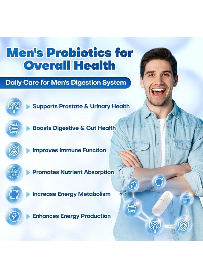 Probiotics for Men, 100 Billion CFUs with Prebiotics, Saw Palmetto Berry, Pumpkin Seed, Cranberry & Lycopene for Prostate Urinary Health, Mens Probiotic for Digestive & Immune Health 90 Capsules - Image 3