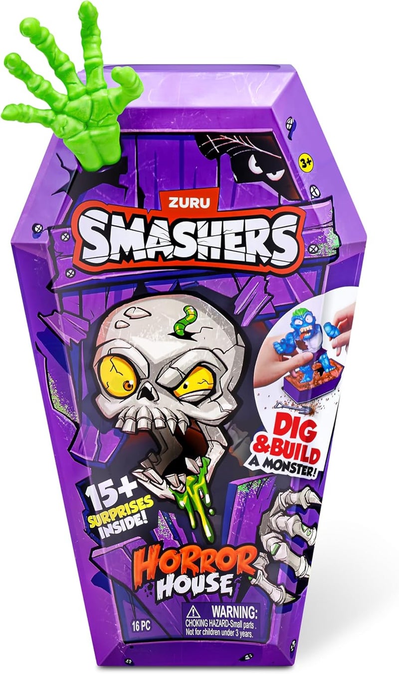 ZURU SMASHERS زورو سماشرز هاوس الرعب السلسلة 1 متوسطة – مجموعة بناء وحوش للأطفال تحتوي على أكثر من 15 مفاجأة، ميزات التحطيم، الحفر، الرمل، السلايم والتشريح، مجموعة ألعاب مخيفة قابلة للتجميع، فكرة هدية ممتعة - Image 2