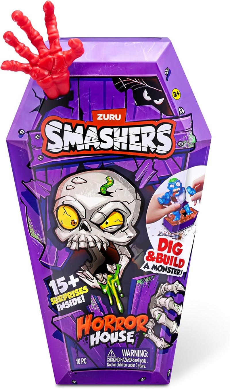 ZURU SMASHERS زورو سماشرز هاوس الرعب السلسلة 1 متوسطة – مجموعة بناء وحوش للأطفال تحتوي على أكثر من 15 مفاجأة، ميزات التحطيم، الحفر، الرمل، السلايم والتشريح، مجموعة ألعاب مخيفة قابلة للتجميع، فكرة هدية ممتعة - Image 1