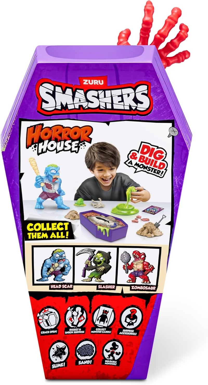 ZURU SMASHERS زورو سماشرز هاوس الرعب السلسلة 1 متوسطة – مجموعة بناء وحوش للأطفال تحتوي على أكثر من 15 مفاجأة، ميزات التحطيم، الحفر، الرمل، السلايم والتشريح، مجموعة ألعاب مخيفة قابلة للتجميع، فكرة هدية ممتعة - Image 4