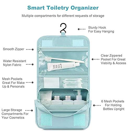 Handcuffs Polyester Toiletry Kit Bag | Makeup | Pouch | Travel | Cosmetic | Storage | Organizer | Hanging | Grooming | Professional | Make Up | Artist | Case (Sky Blue, 9.5 Cm, 24 X 20 X 9.5 Cm) - Image 3