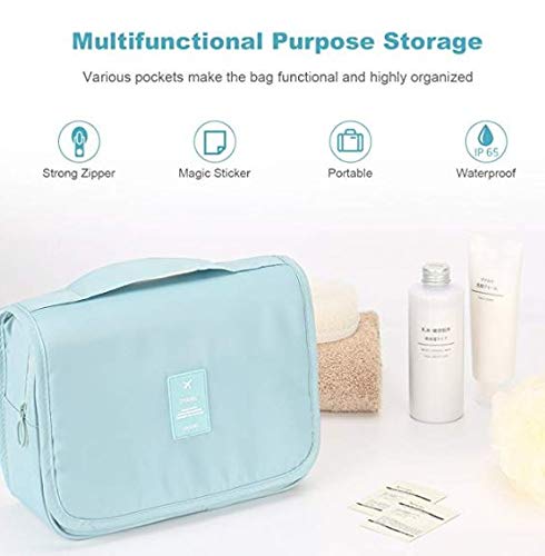 Handcuffs Polyester Toiletry Kit Bag | Makeup | Pouch | Travel | Cosmetic | Storage | Organizer | Hanging | Grooming | Professional | Make Up | Artist | Case (Sky Blue, 9.5 Cm, 24 X 20 X 9.5 Cm) - Image 4