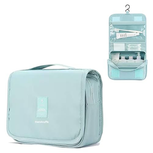 Handcuffs Polyester Toiletry Kit Bag | Makeup | Pouch | Travel | Cosmetic | Storage | Organizer | Hanging | Grooming | Professional | Make Up | Artist | Case (Sky Blue, 9.5 Cm, 24 X 20 X 9.5 Cm) - Image 2