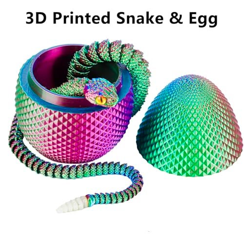 SUMLAND 3D Printed Snake Eggs with Snake Inside2322 Inch Crystal Snake Fidget ToysArticulated 3D Snake with 3D Snake Eggs Red Green Blue - Image 5