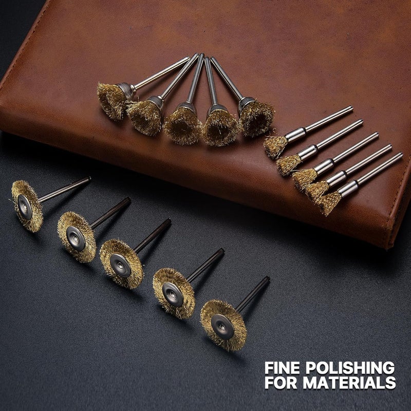 15 Pieces Wire Brushes, Wire Brush Wheel, Mini Brass Brushes for Rotary Tools - Image 2