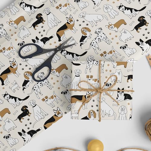 ZINTBIAL Dog Wrapping Paper for Birthday Baby Shower - Paw Print White & Black Puppys Gift Paper for Men Women Kids - 20 x 29 Inches, 6 Folded Sheets, Easy to Store… - Image 5