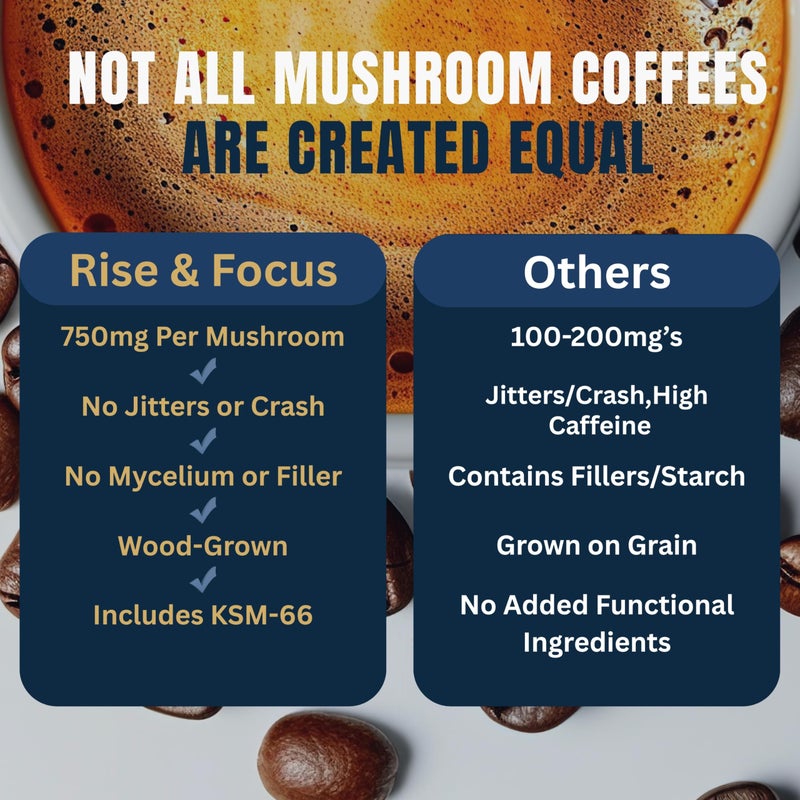 Monkey Brew Rise & Focus USDA Organic Mushroom Coffee | Boosts Focus, Energy, Immunity & Mood | 1,750mg Adaptogens: Lion’s Mane, Turkey Tail, KSM-66 Ashwagandha | Low Caffeine, Fruiting Body - Image 4