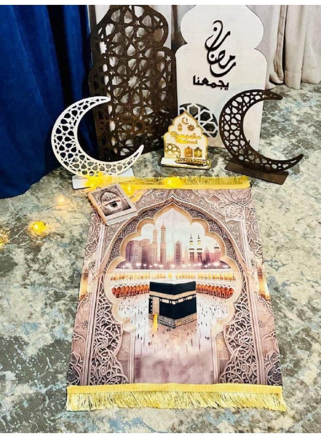 Large Quran and prayer mat set – heavy material with incense burner and prayer beads inside an elegant box