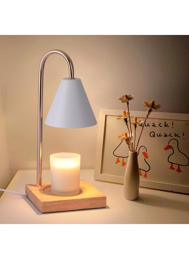 Generic Wooden Art Candle Melting Aromatherapy Lamp Bedroom Bedside Gift Table Lamp Dimmable Timing Fireless Fragrance-Specifications:Taiwan Version -110V-Dimensions:Marble Base, Black Lampshade, Dimmer Switch, 2 Bulbs  - Image 2