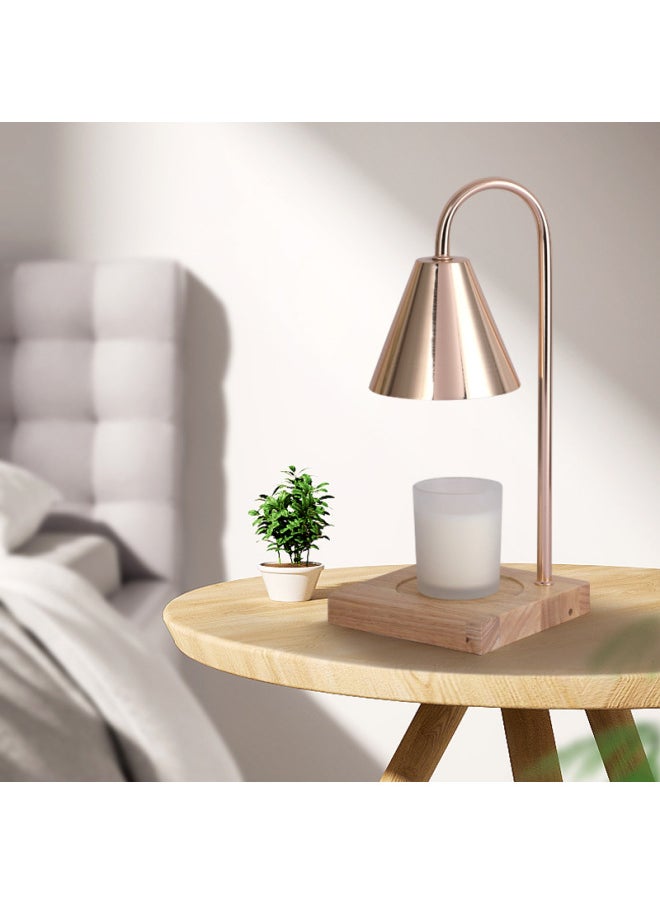 Generic Wooden Art Candle Melting Aromatherapy Lamp Bedroom Bedside Gift Table Lamp Dimmable Timing Fireless Fragrance-Specifications:Taiwan Version -110V-Dimensions:Marble Base, Black Lampshade, Dimmer Switch, 2 Bulbs  - Image 5