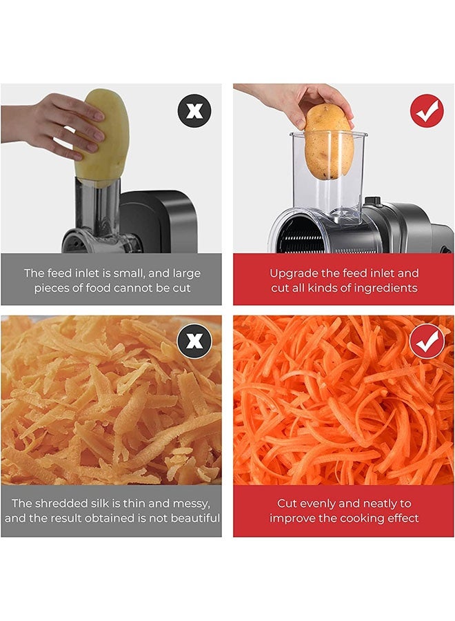 عربست مبشرة جبن كهربائية، قطاعة كهربائية احترافية بقوة 250 وات، آلة كهربائية لتقطيع الفواكه والخضروات والجبن والسلطة، آلة سلطة مع 5 ملحقات مجانية، مُحدثة عام 2025 - Image 5