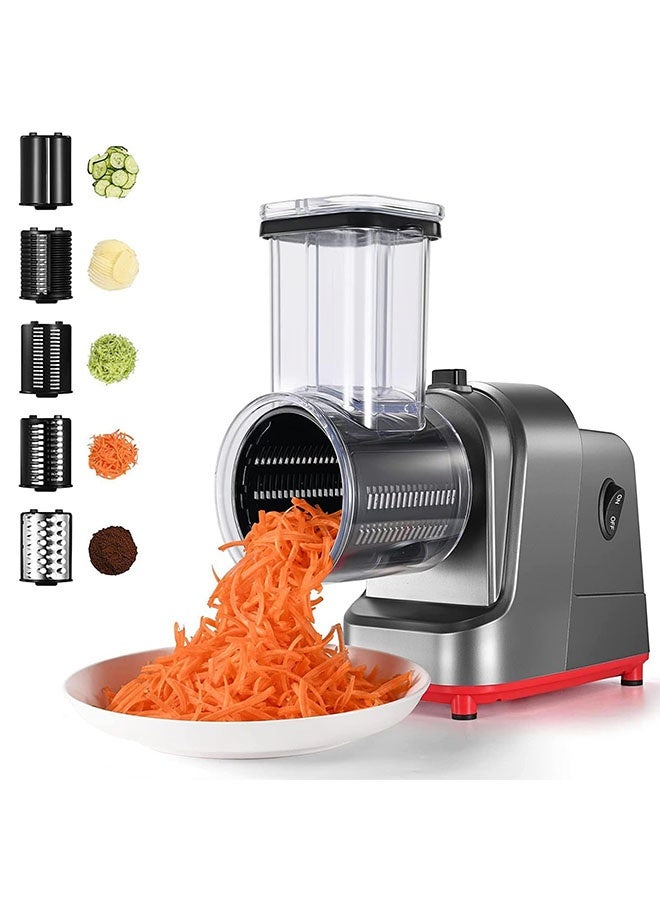 عربست مبشرة جبن كهربائية، قطاعة كهربائية احترافية بقوة 250 وات، آلة كهربائية لتقطيع الفواكه والخضروات والجبن والسلطة، آلة سلطة مع 5 ملحقات مجانية، مُحدثة عام 2025 - Image 1