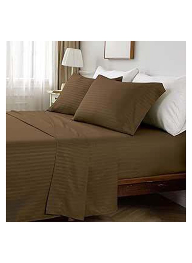 Hotel Collection ورقة مسطحة سوبر كين بحجم 260x280 سم باللون البني للقهوة مع 2 غطاء وسادة - Image 3