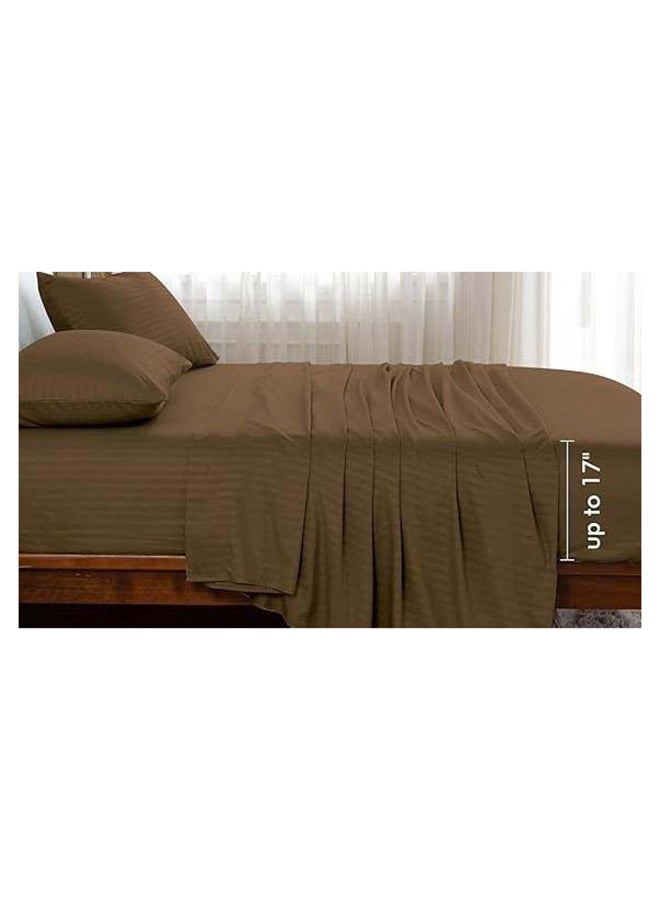 Hotel Collection ورقة مسطحة سوبر كين بحجم 260x280 سم باللون البني للقهوة مع 2 غطاء وسادة - Image 2