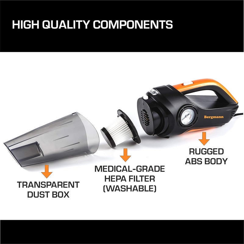 Bergmann Cyclonic 2-in-1 Car Vacuum Cleaner + Tyre Inflator - Image 5