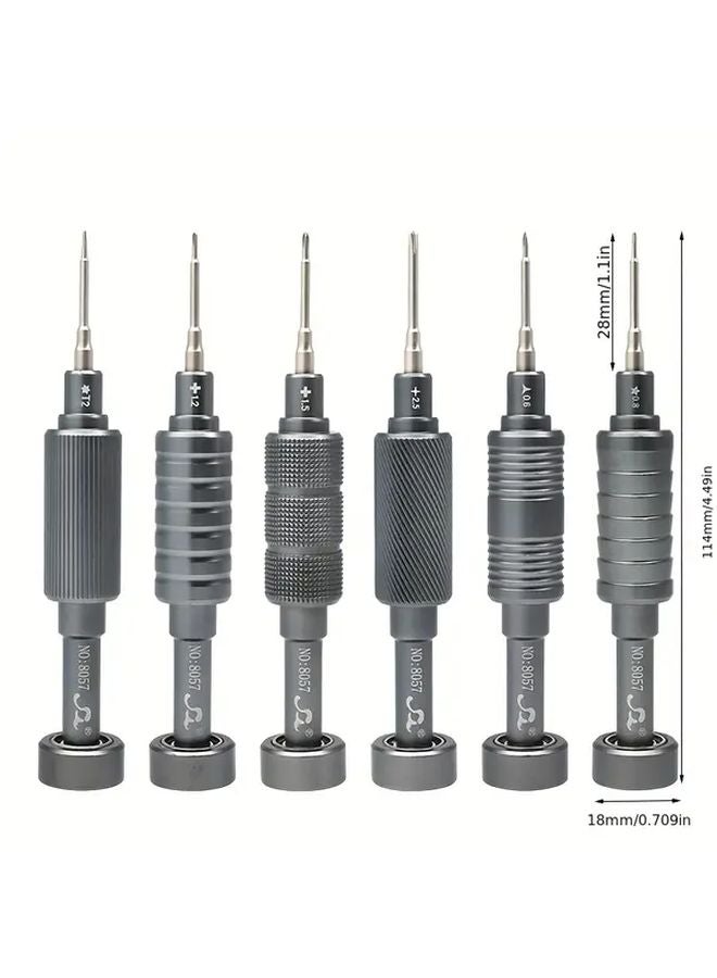 مجموعة مفك براغي مغناطيسي رمادي 6 في 1 لإصلاح الهاتف والكمبيوتر والطائرة بدون طيار - Image 4