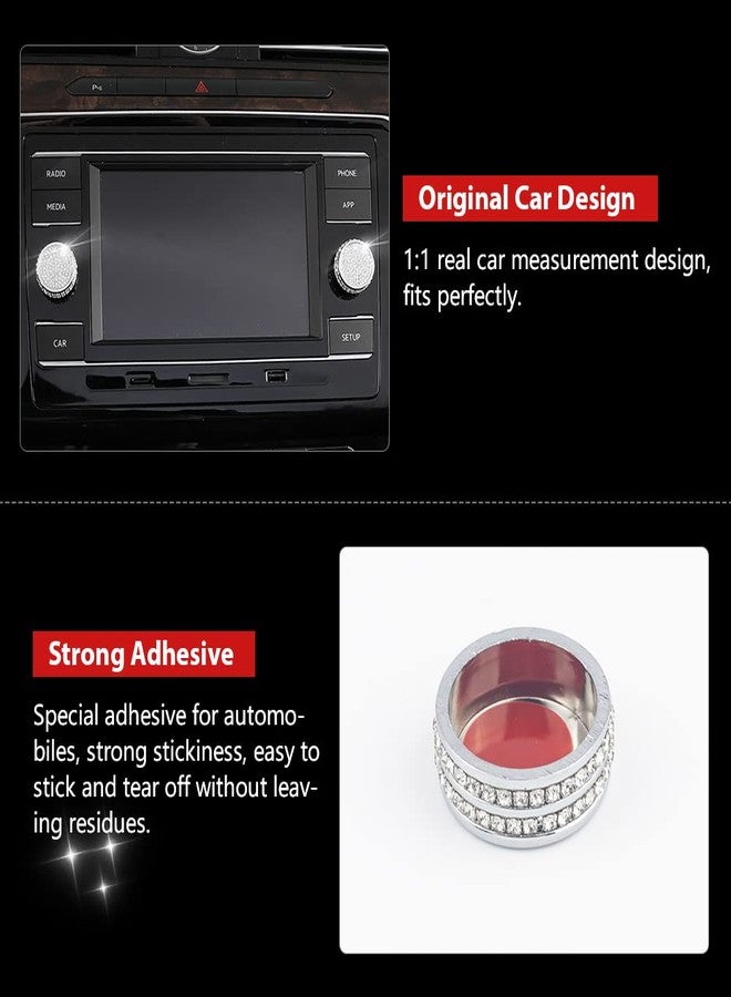 PIFOOG Car Accessories for VW Bling Volume Knob Covers Decals Audio Control Button Stickers Decoration Trims for Volkswagen Golf GTI Jetta Tiguan S Atlas Taos 2PCS - Image 4