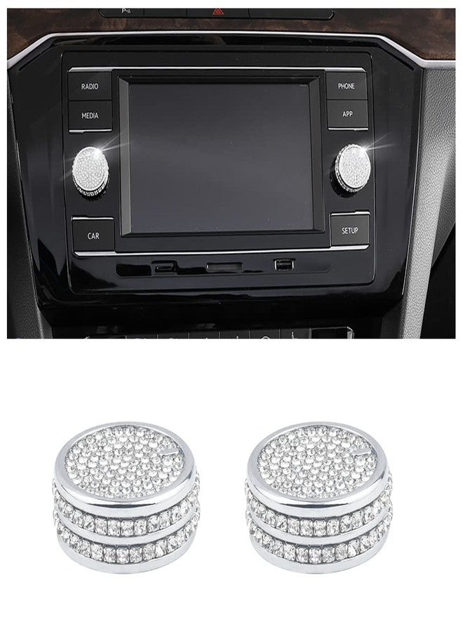 PIFOOG Car Accessories for VW Bling Volume Knob Covers Decals Audio Control Button Stickers Decoration Trims for Volkswagen Golf GTI Jetta Tiguan S Atlas Taos 2PCS - Image 1