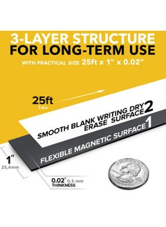 X-bet MAGNET X-bet MAGNET Magnetic Strips - 1 Inch x 25 Feet Magnetic Tape Roll - Blank Write On Magnets - Sticky Labels and Stickers - Writable Flexible Magnet Sheet for Whiteboards, Refrigerator and Crafts  - Image 2