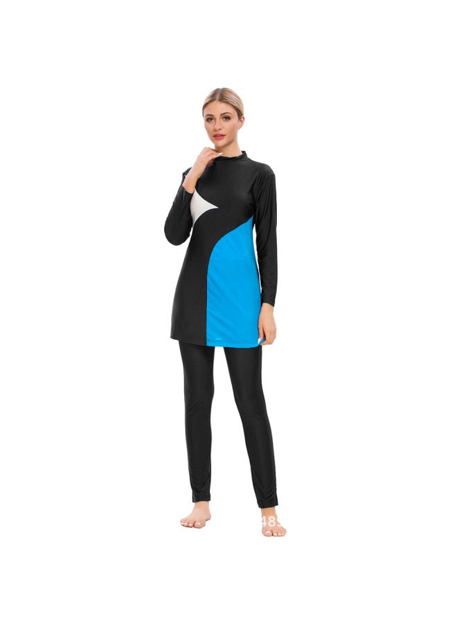 Generic Amazon Cross-border Muslim Muslim Swimsuit Female Stitching Three-color Conservative Swimsuit Three-piece Set With Hood M082