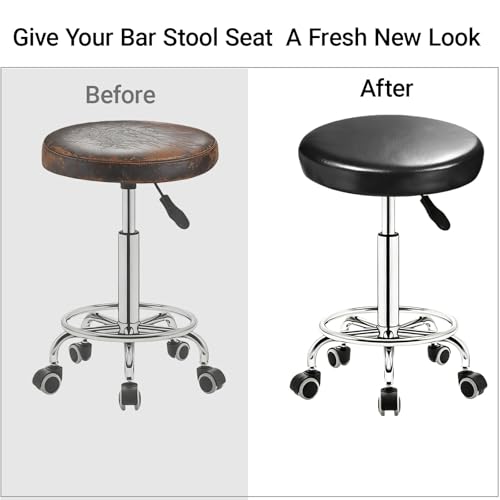 Kisajar Round Seat Covers for Stools with Elastic 2Pack Black Bar Stool Seat Covers Universal Washable Fit for 1416 Inch Round Stool Chair Cover - Image 3