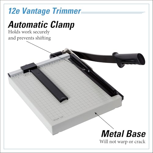 Dahle 12e Vantage Paper Trimmer, 12" Cut Length, 15 Sheet, Automatic Clamp, Adjustable Guide, Metal Base with 1/2" Gridlines, Guillotine Paper Cutter - Image 3