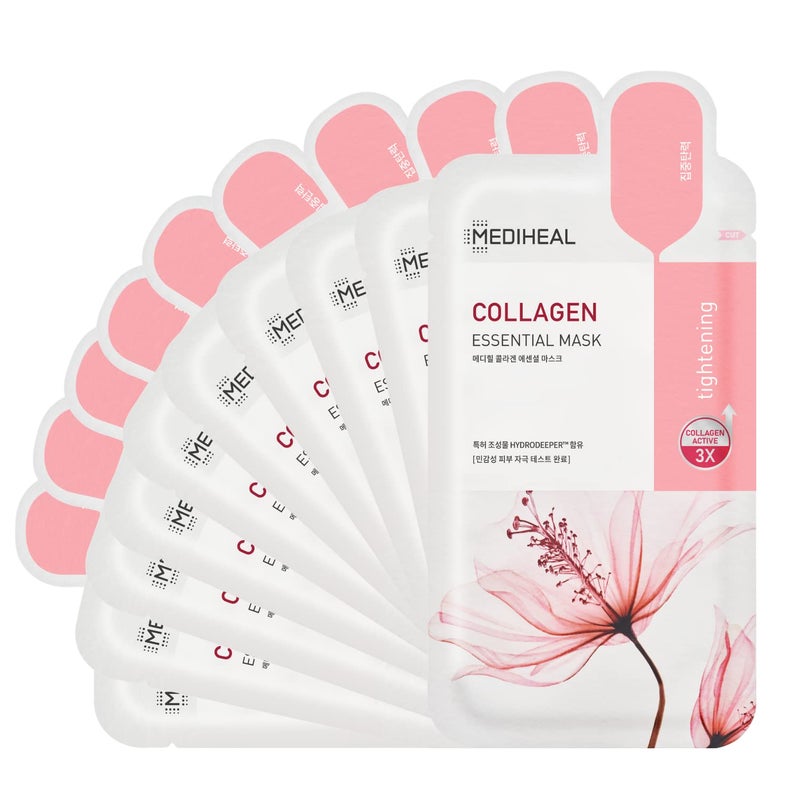 Mediheal Official Best Korean Sheet Mask - Collagen Essential Face Mask 10 Sheets Lifting and Firming For All Skin Types Value Sets - Image 1