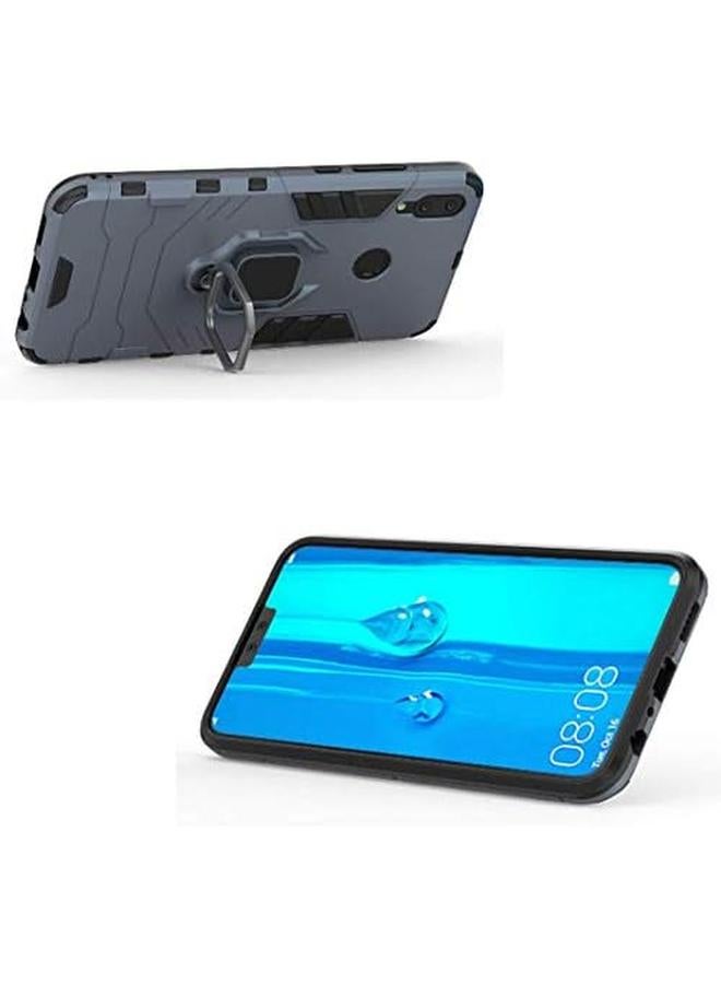 إيروريكس جراب متوافق مع Huawei Y9 2019 Enjoy 9 Plus مع حلقة معدنية ومقبض وحامل مضاد للصدمات ومتين يعمل مع حامل السيارة المغناطيسي غطاء مزدوج الطبقات قوي باللون الأزرق الداكن - Image 3