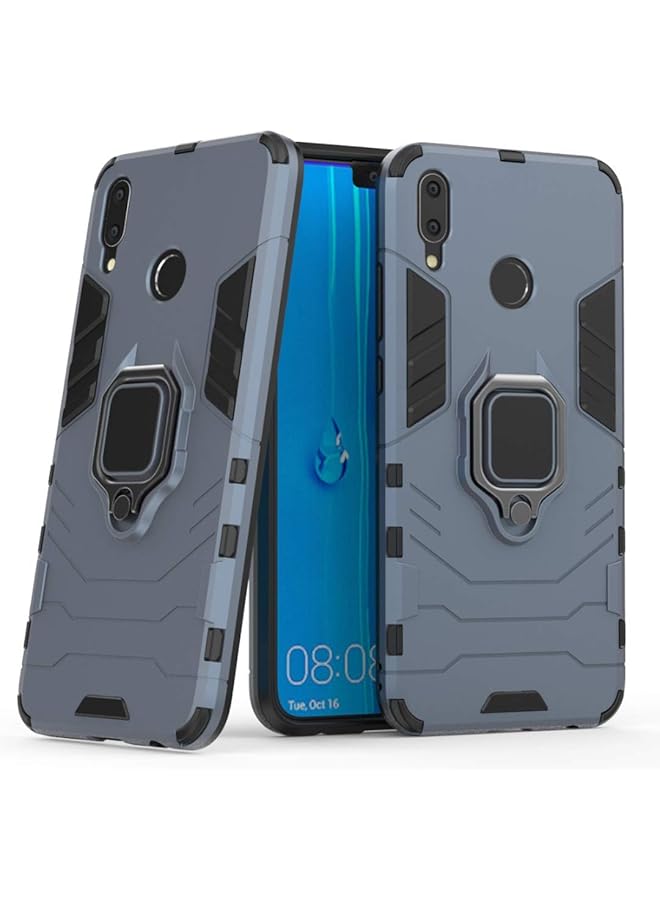 إيروريكس جراب متوافق مع Huawei Y9 2019 Enjoy 9 Plus مع حلقة معدنية ومقبض وحامل مضاد للصدمات ومتين يعمل مع حامل السيارة المغناطيسي غطاء مزدوج الطبقات قوي باللون الأزرق الداكن - Image 1