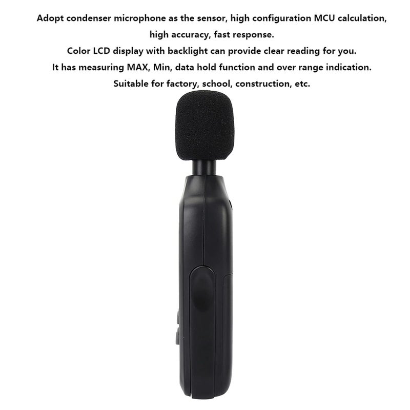 Black Digital Sound Level Meter 61dB Portable Noise Meter for Factory School Construction - Image 4