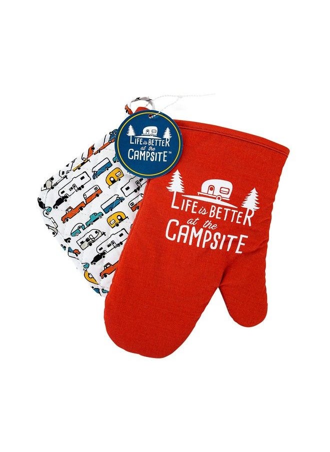 Life Is Better At The Campsite Heat Resistant Oven Mitt And Pot Holder Setred With White Logo Design Excellent For Rv Kitchens Camping And More (53260) - pzsku/ZF1216317FD42A677CCFAZ/45/_/1686212913/9b8c4b99-7206-409b-98e1-af341072dff8