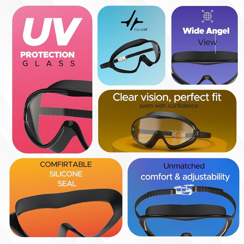 PulseITDive Swim Goggles with Ear Plugs Anti-Fog Swimming Goggles for Adult Men, Women, Youth & Kids Perfect for Swimming, Pool, and Outdoor Activities (PulseDive) - Image 2