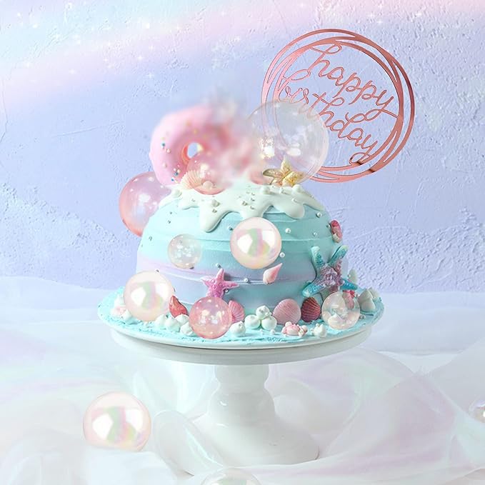 KEEPARTY Colorful Ball Cake Topper Mini Balloon Cupcake Topper DIY Foam Ball Artificial Dried Flower Cake Insert Decoration for Wedding Anniversary Baby Shower Birthday Party Supplies (Clear White Pink) - Image 5