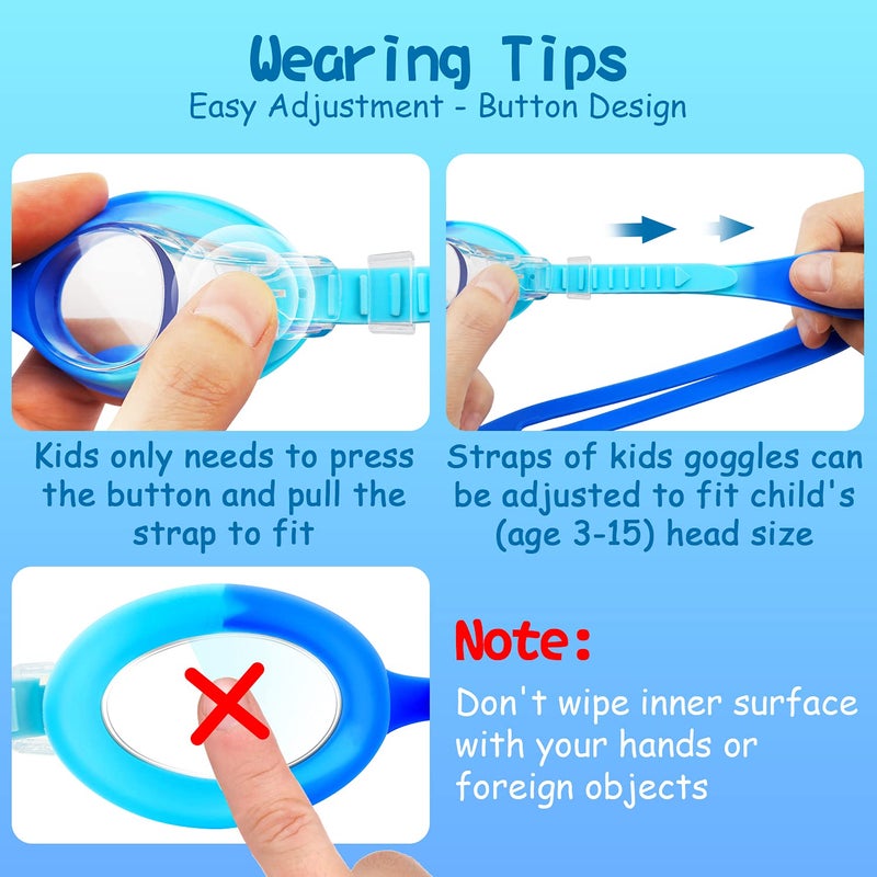 COOLOO Kids Swim Goggles, 2 Pack Swimming Goggles for Boy and Girls No Leaking Anti-Fog Waterproof Goggles for Kids 3-15 - Image 4