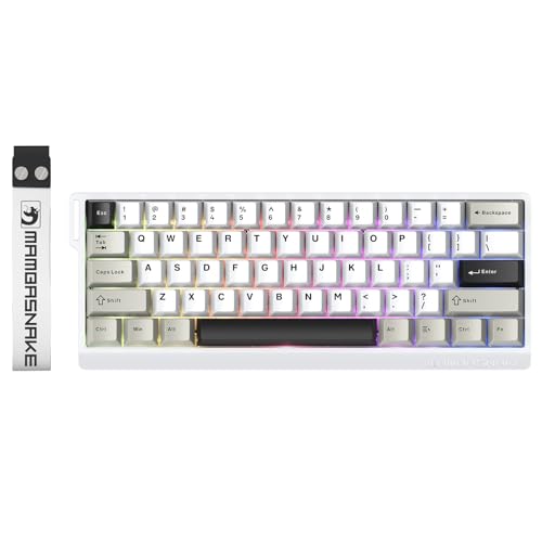 MAMBASNAKE X60 HE 60% Rapid Trigger Wireless Gaming Keyboard,Hall Effect Magnetic Switches,Adjustable Actuation,0.1ms Ultra-Low Latency, 8KHz Polling Rate,3-Mode RGB,PBT Keycaps for Win/Mac-Star White - Image 1