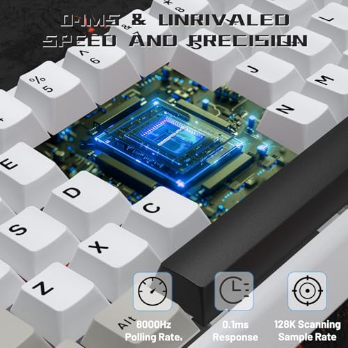 MAMBASNAKE X60 HE 60% Rapid Trigger Wireless Gaming Keyboard,Hall Effect Magnetic Switches,Adjustable Actuation,0.1ms Ultra-Low Latency, 8KHz Polling Rate,3-Mode RGB,PBT Keycaps for Win/Mac-Star White - Image 3