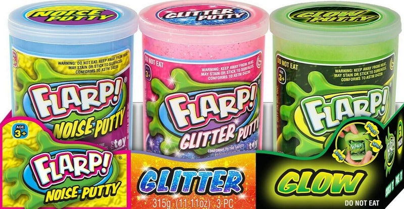 JA-RU Flarp Noise Putty 3 Set Tray Variety Pack (1 Pack) Glow in The Dark Putty  Glitter Putty & Original Noise Putty Slime  All Scented. Fidget Toy Stress Toy Party Favor Toys for Kids. 338-1p - Image 1