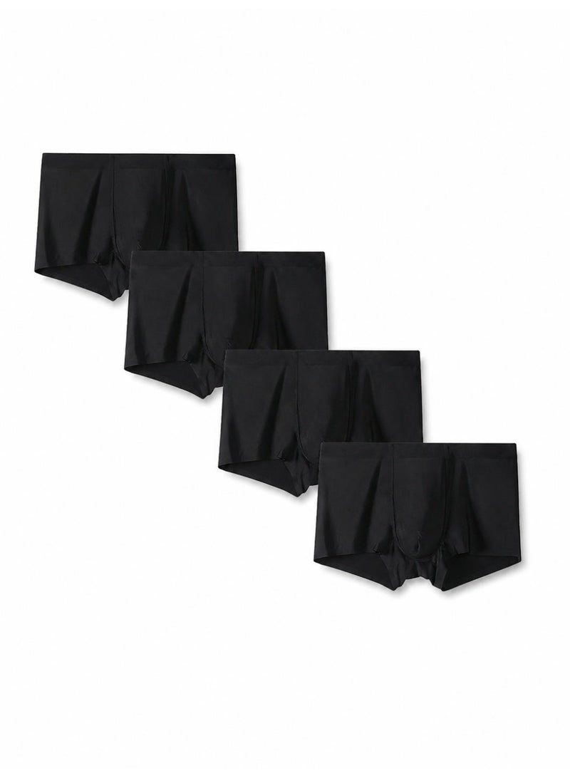 4 Pack Men's Ice Silk Boxer Briefs Antibacterial Seamless Ultra-Thin Moisture Wicking Cooling L-4XL Summer Daily Wear - Image 2