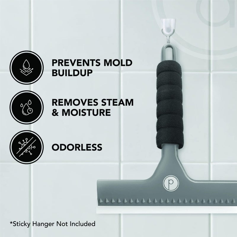desired tools Squeegee for Shower Door, Car Windshield, and Glass Window - 2 Extra Silicone Replacement Blades - Foam Handle - Gray - Image 5