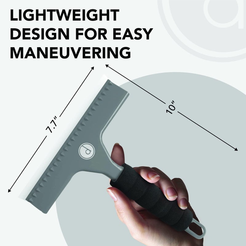 desired tools Squeegee for Shower Door, Car Windshield, and Glass Window - 2 Extra Silicone Replacement Blades - Foam Handle - Gray - Image 3