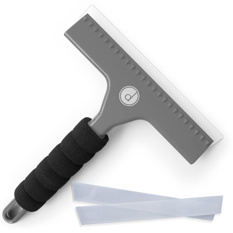 desired tools Squeegee for Shower Door, Car Windshield, and Glass Window - 2 Extra Silicone Replacement Blades - Foam Handle - Gray - Image 1