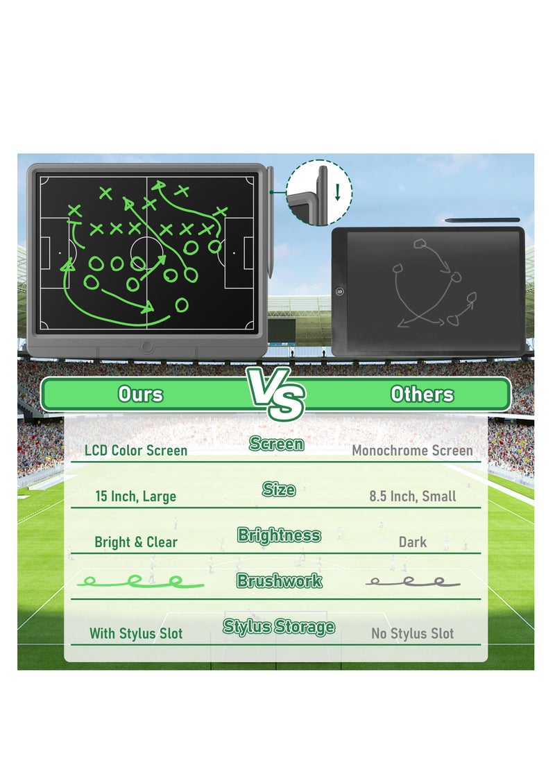 Generic - 15-Inch LCD Soccer Coaching Board, Digital Tactical Strategy Marker with Stylus Pen for Sports Training, Game Planning, Education, Perfect Gift for Coaches. - Image 1